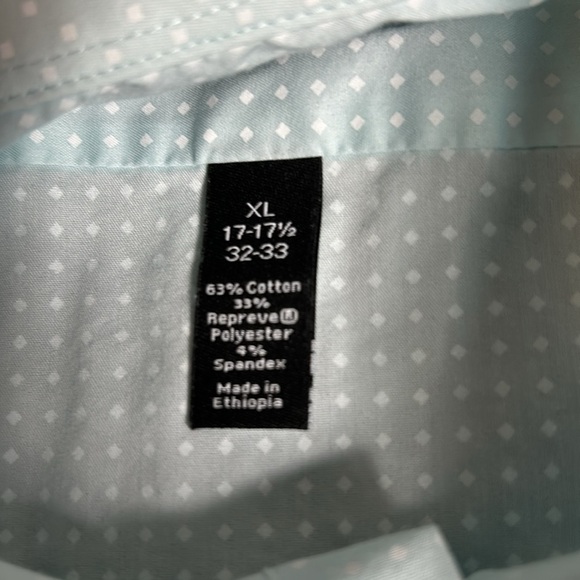 JF J ferrar Mens Light Green with White dots Long Sleeve Shirt Sz 17/17.5 - Picture 6 of 11